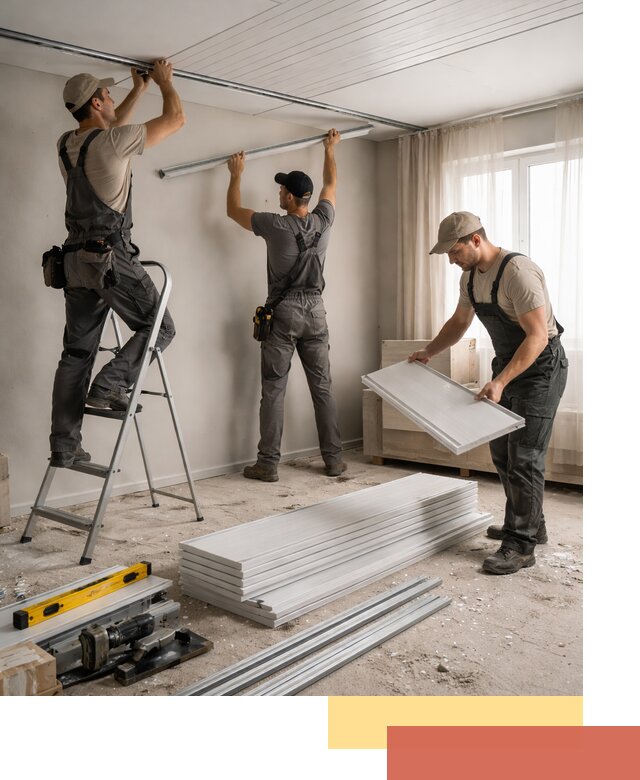 Монтаж потолка из ПВХ панелей в Гае оперативно и качественно