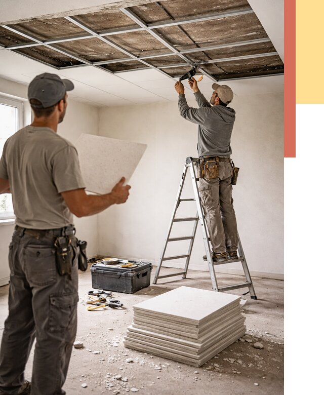 Замена плит подвесного потолка в Гае от 1779 руб. быстро и недорого | ОТДЕЛОЧНИК-Гай