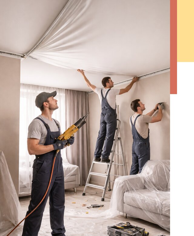 Установка натяжного потолка в Гае от 4575 руб. | Быстро и недорого — ОТДЕЛОЧНИК-Гай