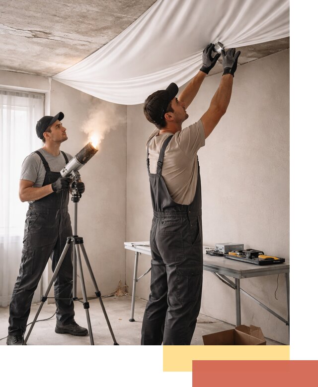 Установка натяжного потолка под ключ в Гае