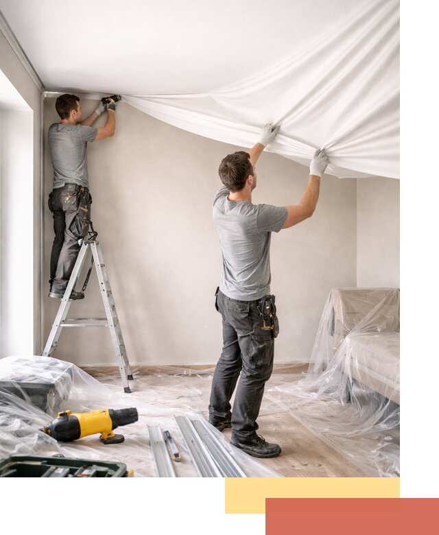 Монтаж тканевого натяжного потолка в Гае недорого и быстро