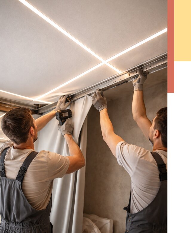 Монтаж натяжного потолка со световыми линиями в Гае от 1220 руб. | ОТДЕЛОЧНИК-Гай