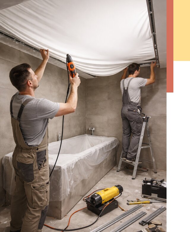 Монтаж натяжного потолка в ванной в Гае от 1220 руб. под ключ | ОТДЕЛОЧНИК-Гай