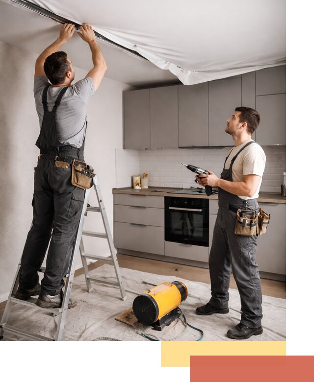 Монтаж натяжного потолка на кухне в Гае