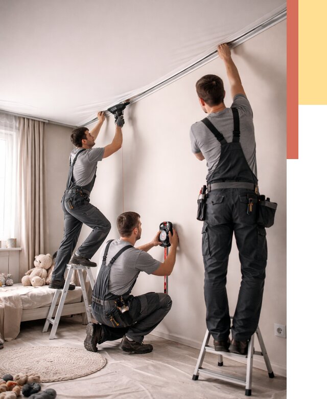 Монтаж натяжного потолка в детской в Гае от 3558 руб. — быстро и недорого | ОТДЕЛОЧНИК-Гай