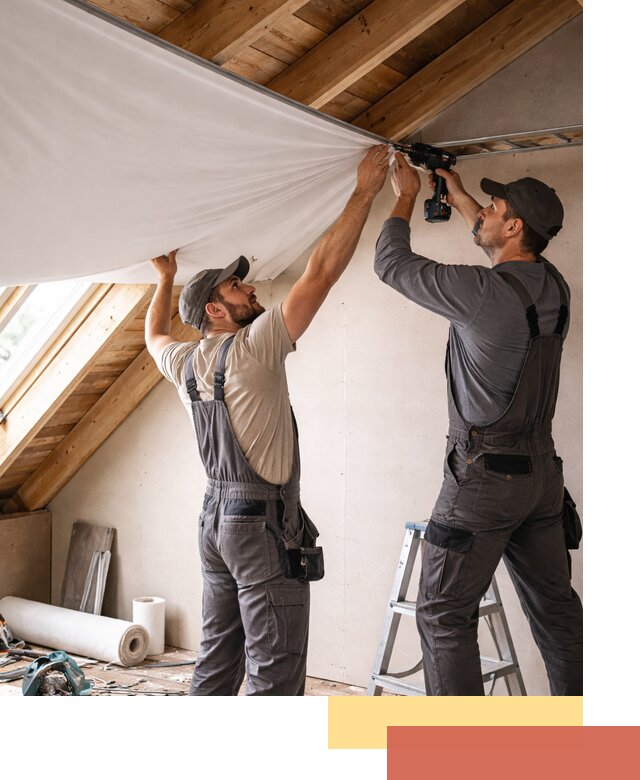 Монтаж натяжного потолка в мансарде в Гае