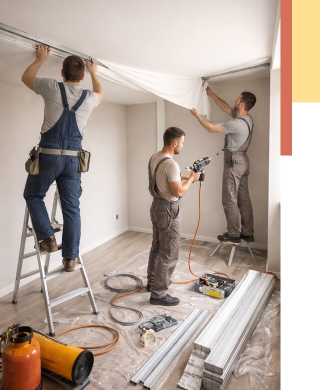 Монтаж натяжного потолка в студии в Гае от 5591 руб. — быстро и недорого | ОТДЕЛОЧНИК-Гай