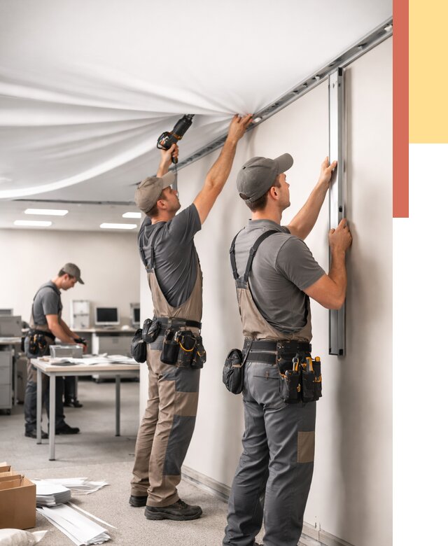 Монтаж натяжного потолка в офисе в Гае от 457 руб/м² — быстро и недорого | ОТДЕЛОЧНИК-Гай