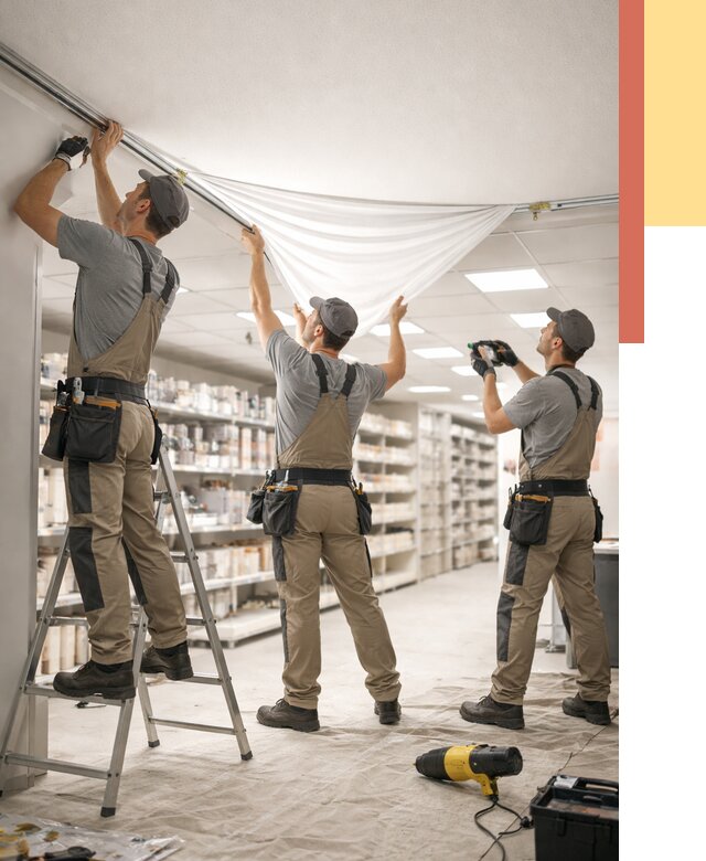 Монтаж натяжного потолка в магазине в Гае от 4575 руб. быстро и недорого | ОТДЕЛОЧНИК-Гай