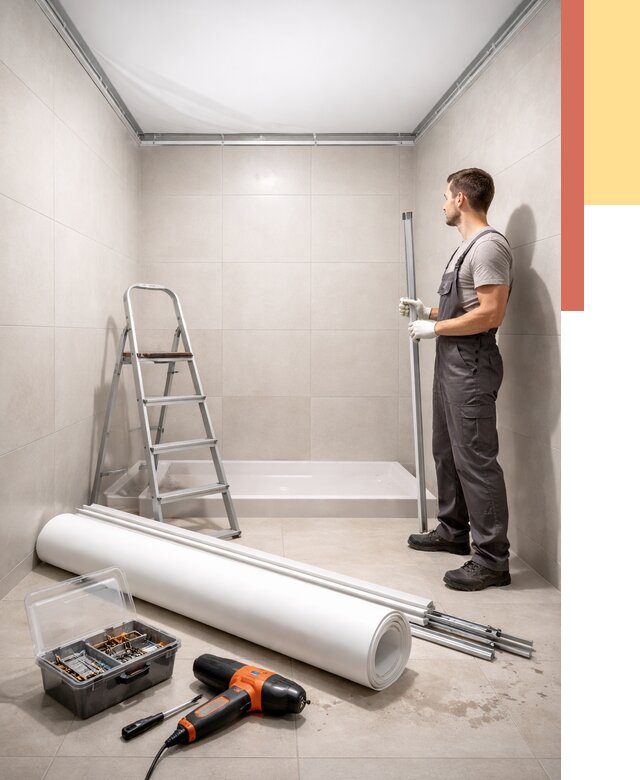 Монтаж натяжного потолка в санузле в Гае от 1881 руб. — ОТДЕЛОЧНИК-Гай