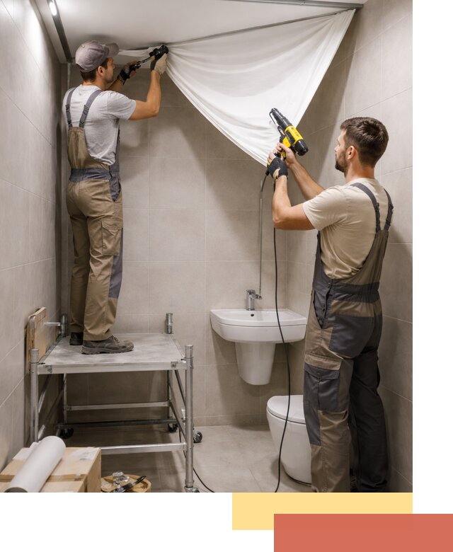 Монтаж натяжного потолка в санузле в Гае