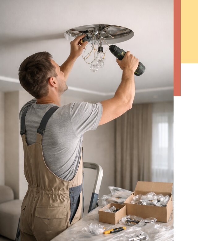 Установка люстры в натяжной потолок в Гае от 1220 руб. | Быстро и недорого — ОТДЕЛОЧНИК-Гай