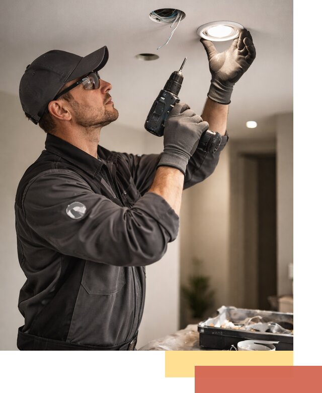 Установка точечных светильников в натяжной потолок в Гае