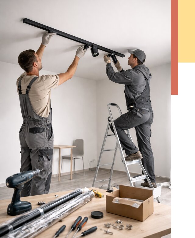 Установка трековых светильников в натяжной потолок в Гае от 4270 руб. | ОТДЕЛОЧНИК-Гай