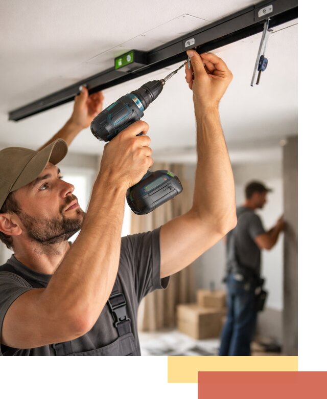 Установка трековых светильников в натяжной потолок в Гае