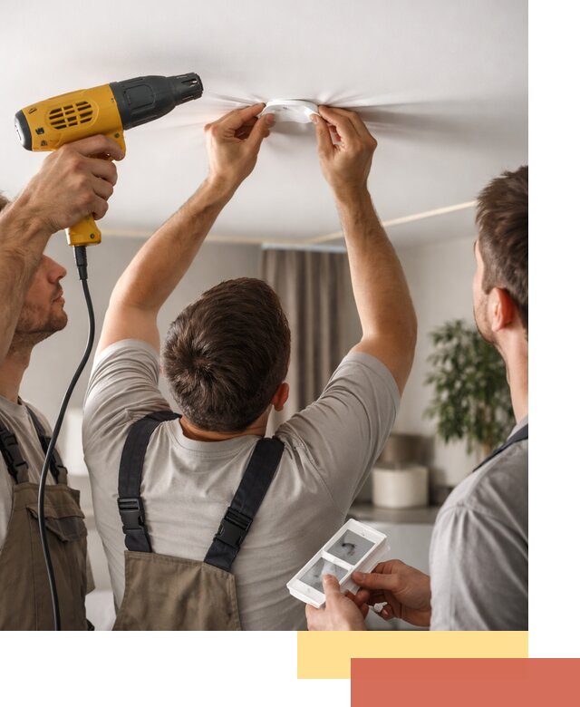 Ремонт прокола полотна натяжного потолка в Гае