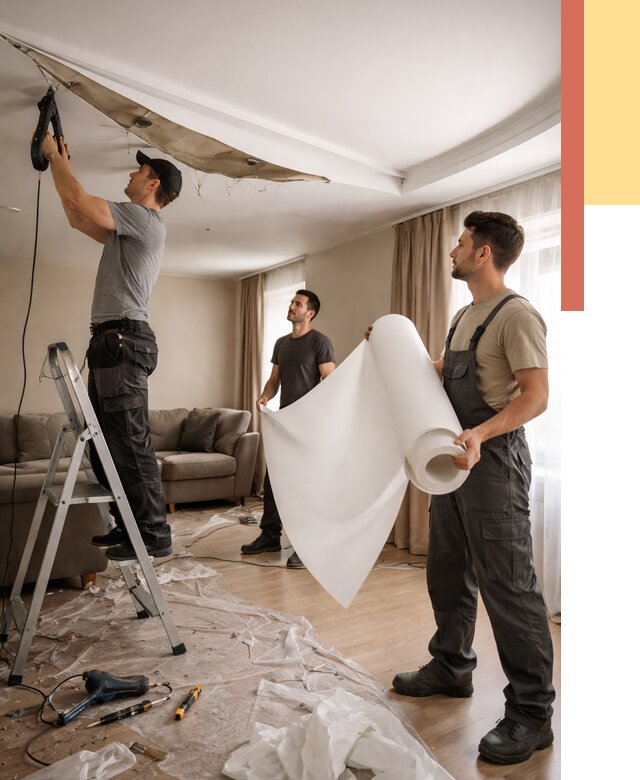 Замена полотна натяжного потолка в Гае от 9658 руб. быстро и недорого | ОТДЕЛОЧНИК-Гай