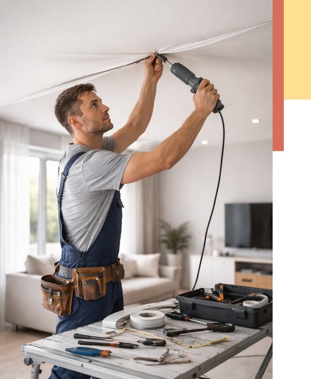 Ремонт натяжных потолков в Гае от 9658 руб. под ключ — ОТДЕЛОЧНИК-Гай