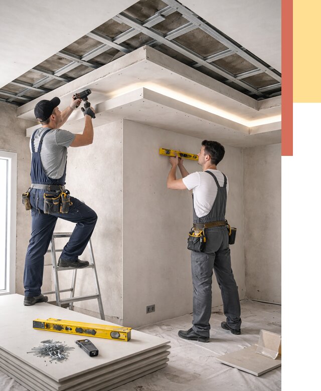 Двухуровневый потолок из гипсокартона в Гае от 1474 руб. под ключ | ОТДЕЛОЧНИК-Гай