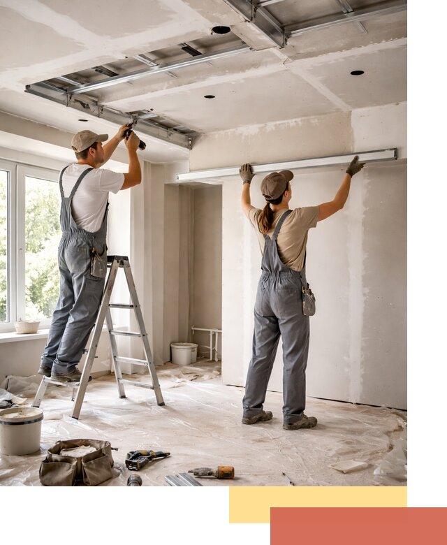 Монтаж многоуровневого потолка из гипсокартона в Гае