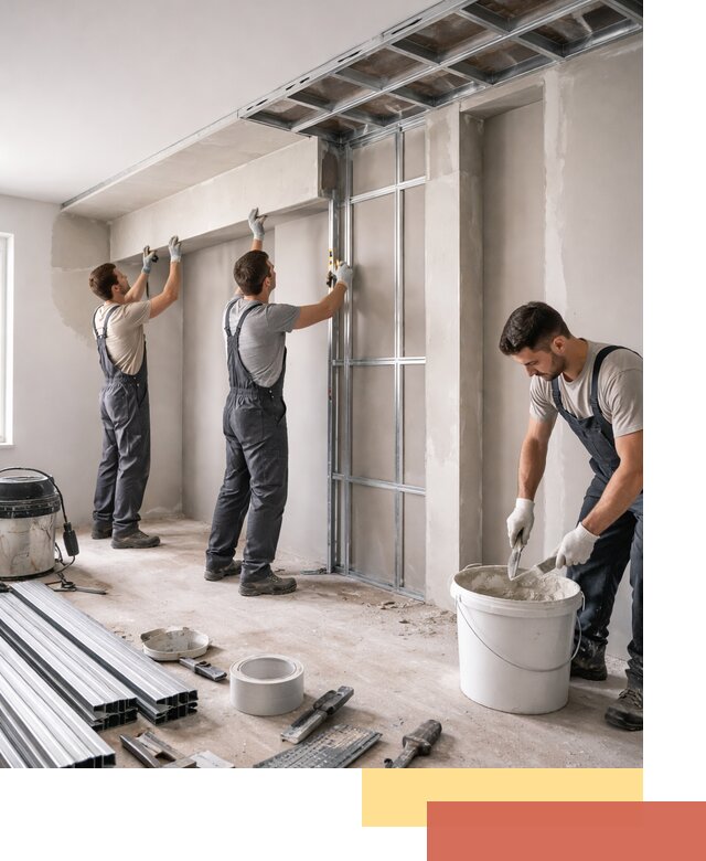 Монтаж потолка из гипсокартона с нишей в Гае