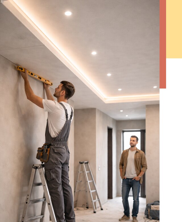 Потолок из гипсокартона с подсветкой в Гае от 762 руб./м2 под ключ | ОТДЕЛОЧНИК-Гай