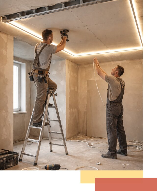 Потолок из гипсокартона с подсветкой в Гае