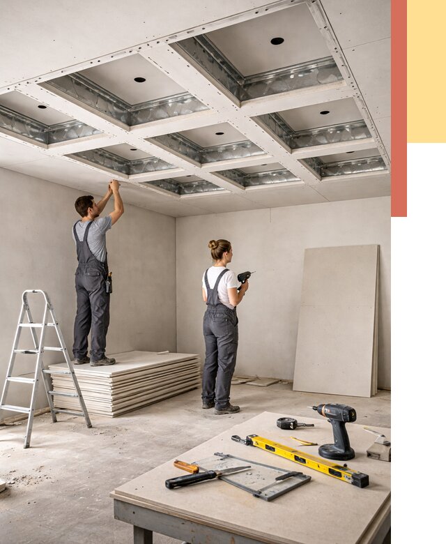 Кессонный потолок из гипсокартона в Гае от 1881 руб. — монтаж и под ключ | ОТДЕЛОЧНИК-Гай