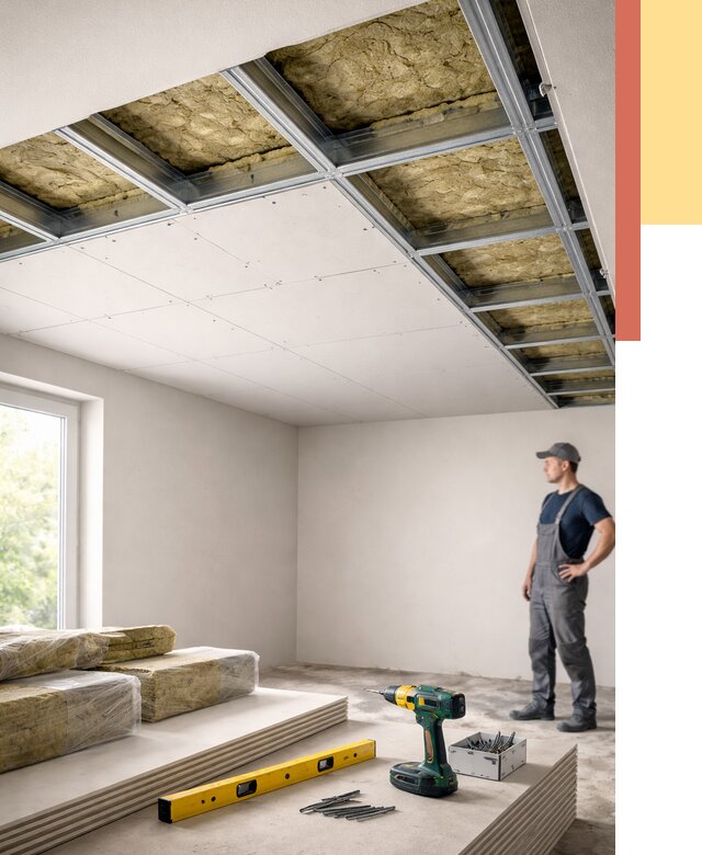 Звукоизоляция потолка ГКЛ в Гае от 966 руб. — монтаж под ключ | ОТДЕЛОЧНИК-Гай