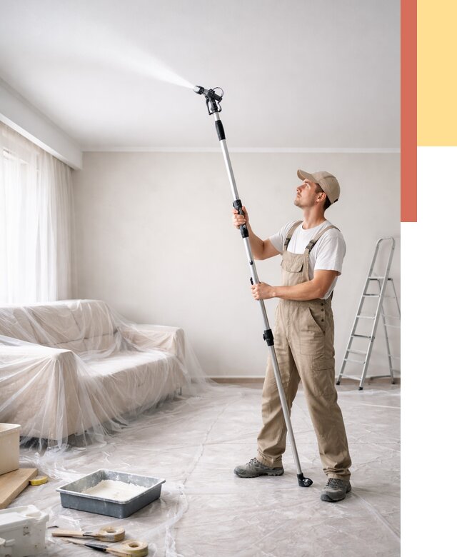 Покраска потолка краскопультом в Гае от 4575 руб. быстро и недорого | ОТДЕЛОЧНИК-Гай