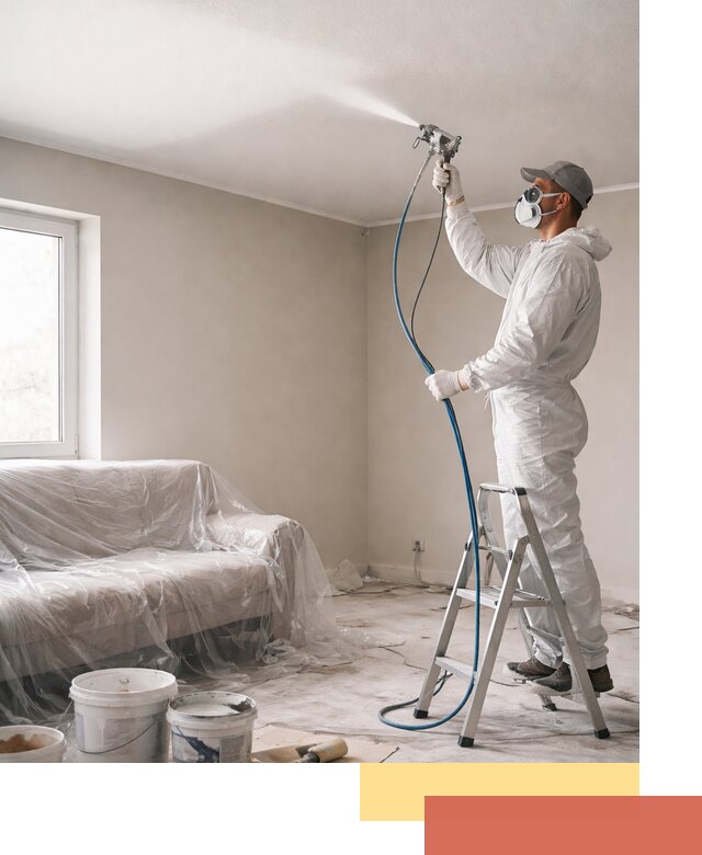 Покраска потолка краскопультом в Гае быстро и качественно